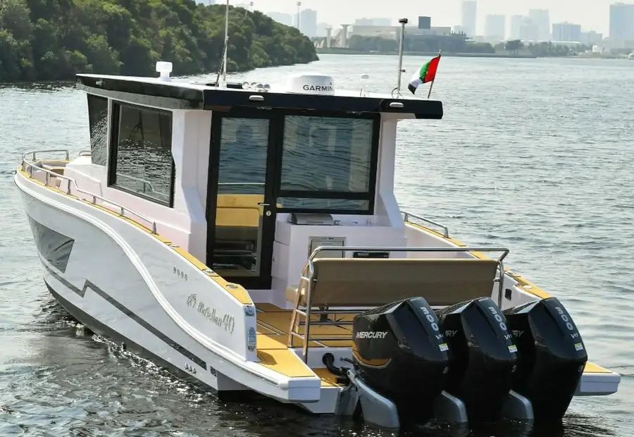 A charter yacht on the water
